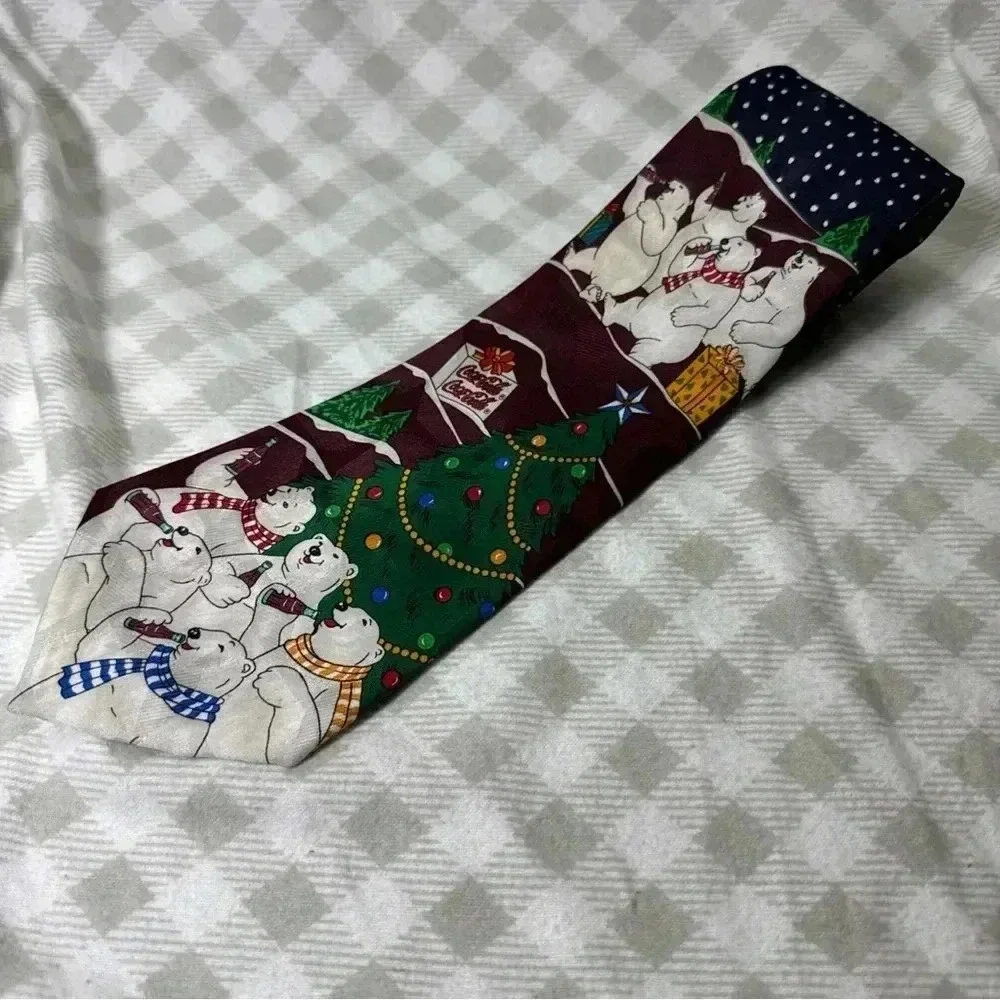 Coca Cola Bears Mens Necktie Holiday  Polar Coke Soda Neck Tie